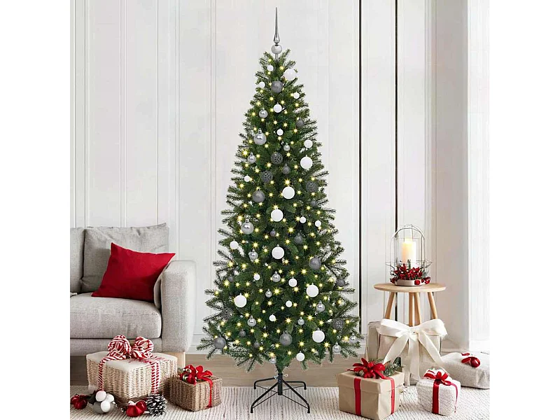 Sapin de Noël artificiel avec 300 LED Vert 210 cm PE et PVC