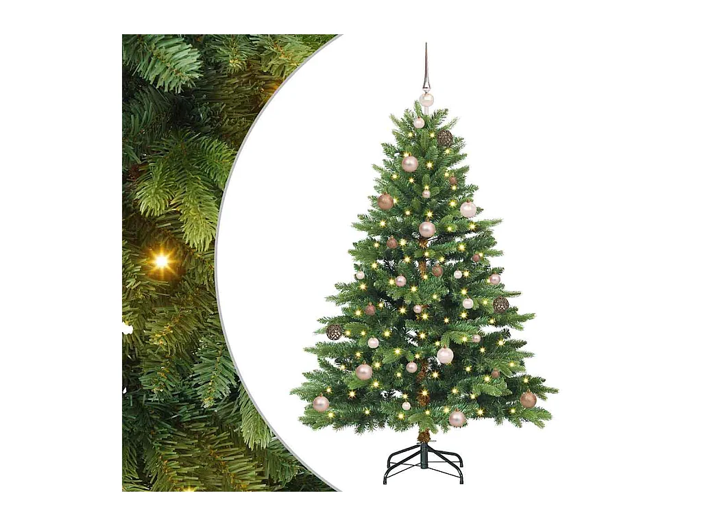 Kunstkerstboom met 150 LED met standaard Groen 150 cm PE en PVC