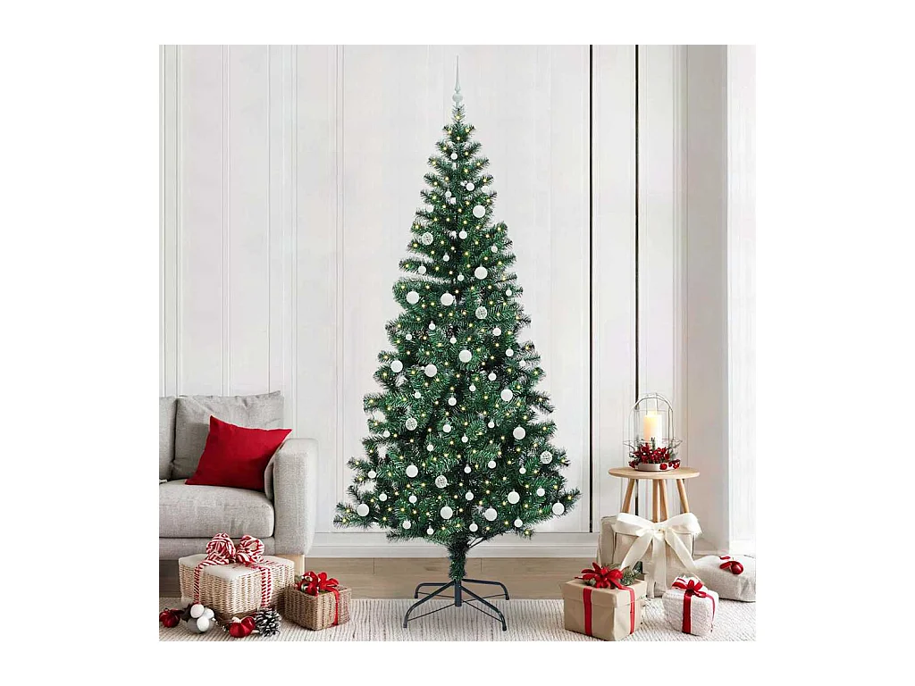 Sapin de Noël artificiel pré-éclairé Vert 240 cm PVC et métal