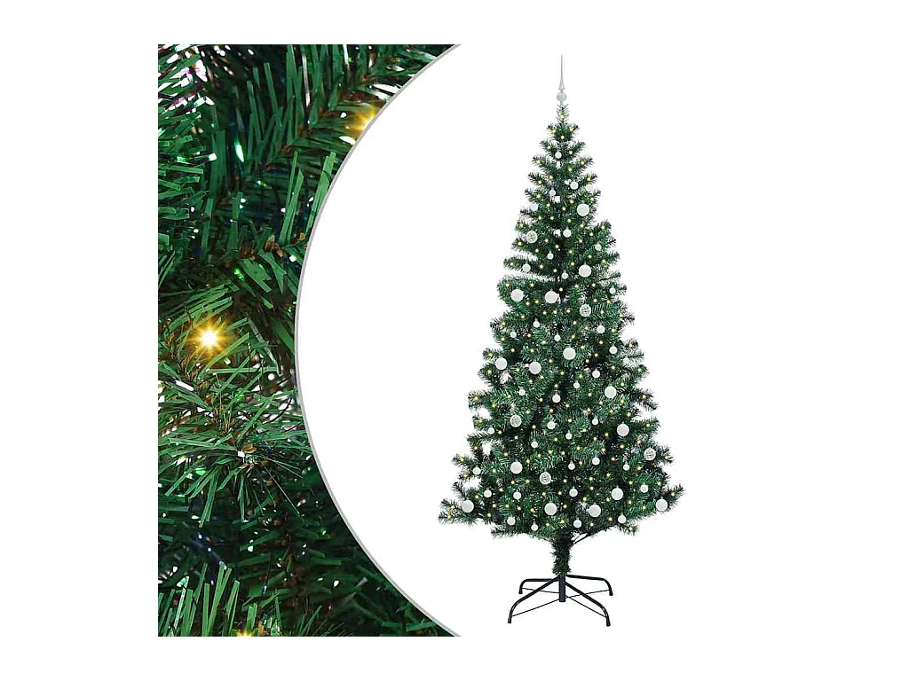 Sapin de Noël artificiel pré-éclairé Vert 240 cm PVC et métal