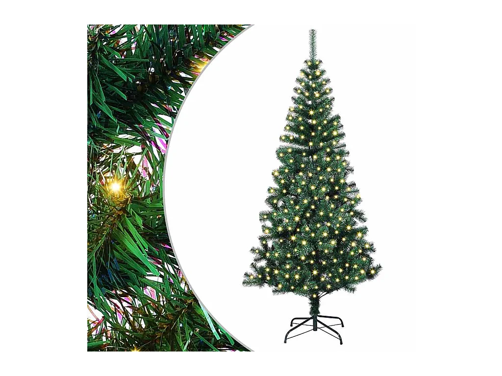 Sapin de Noël artificiel pré-éclairé Vert 180 cm PVC et métal