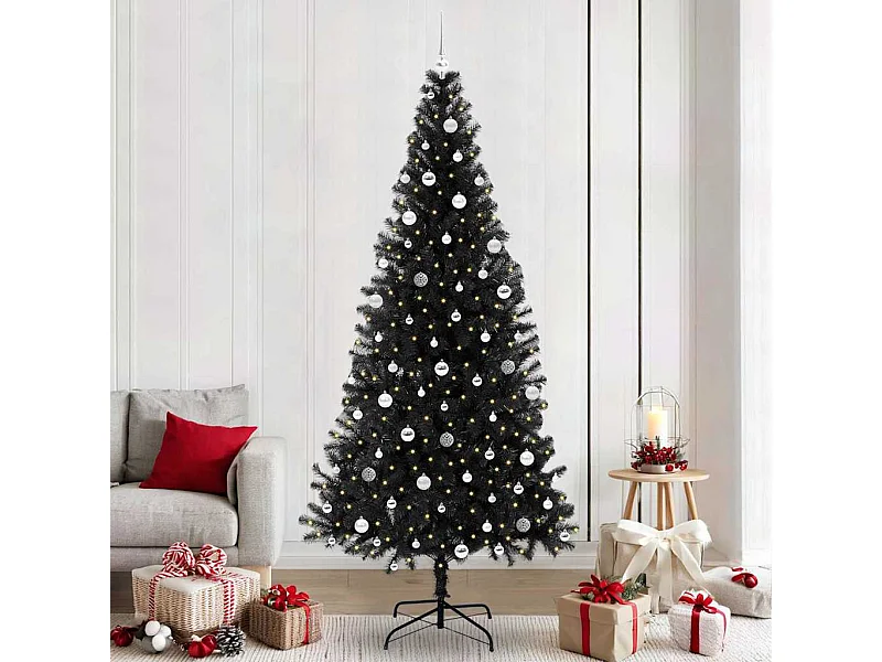 Árvore de Natal com 300 LEDs com suporte Preto 240 cm PVC