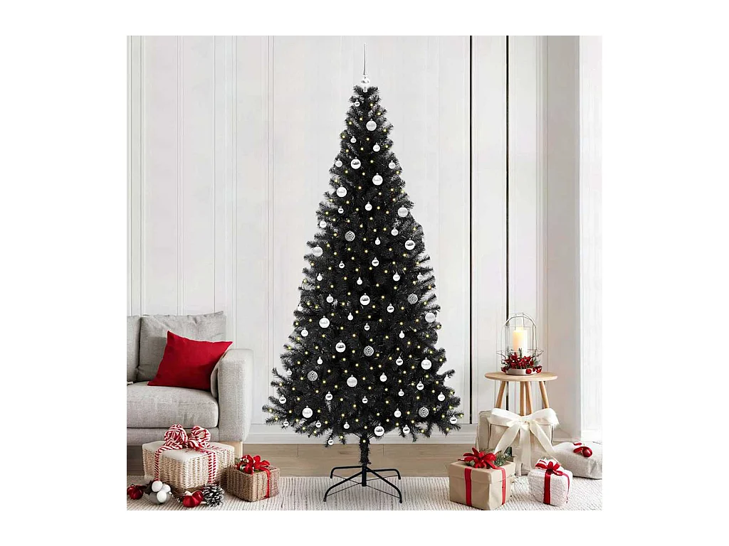 Árvore de Natal com 300 LEDs com suporte Preto 240 cm PVC