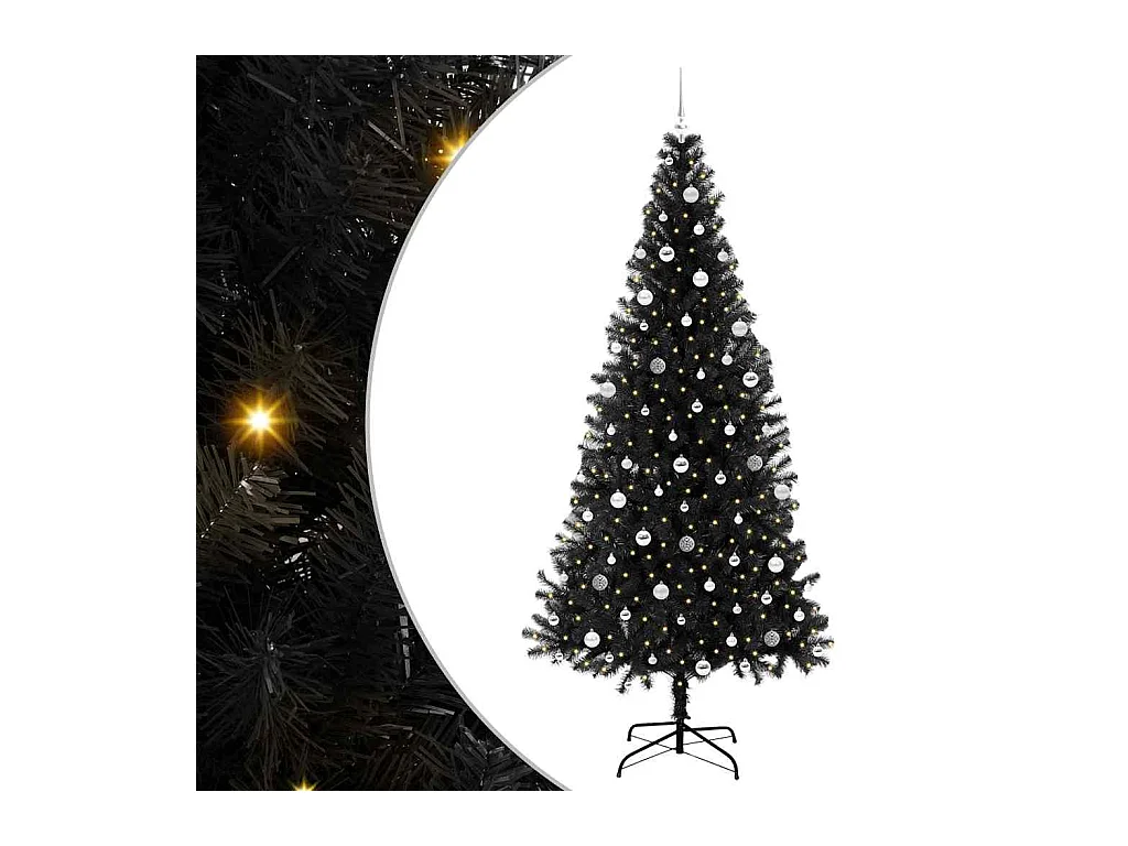 Árvore de Natal com 300 LEDs com suporte Preto 240 cm PVC