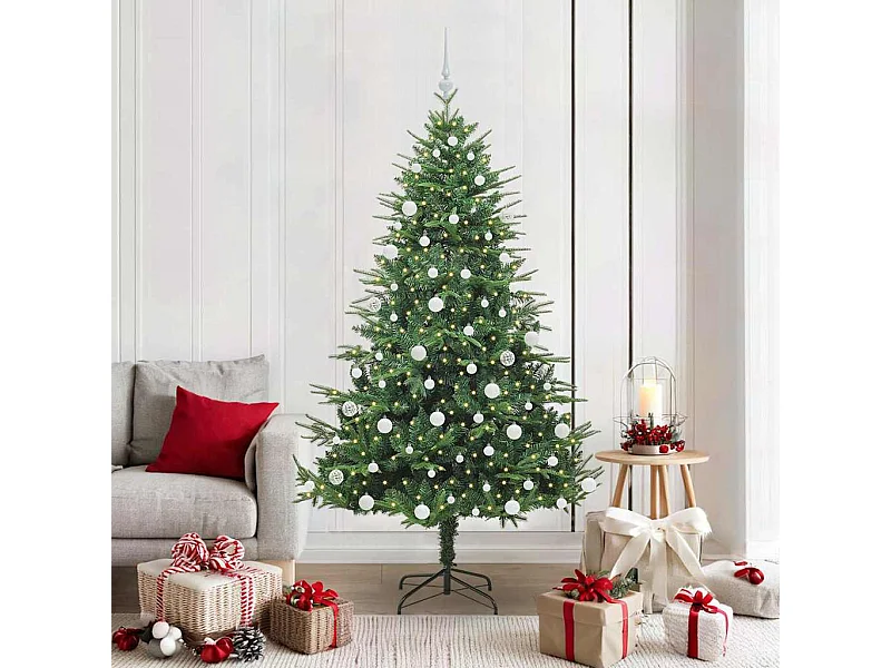 Sapin de Noël artificiel pré-éclairé avec set de boules Vert