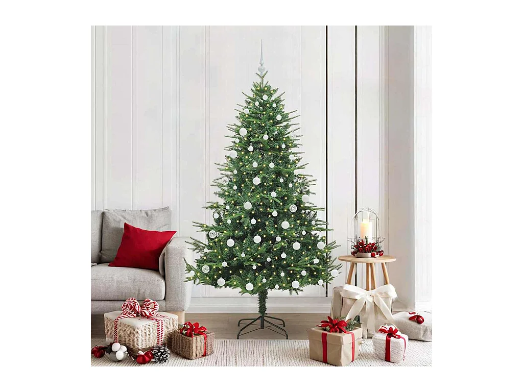 Sapin de Noël artificiel pré-éclairé avec set de boules Vert