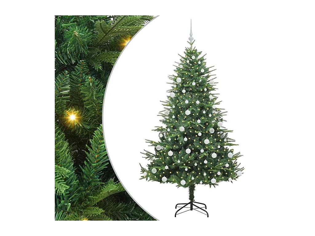 Sapin de Noël artificiel pré-éclairé avec set de boules Vert