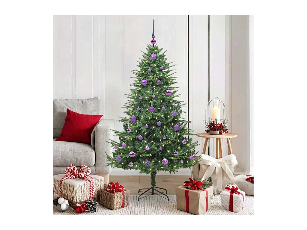 Árbol de Navidad artificial preiluminado con juego de bolas