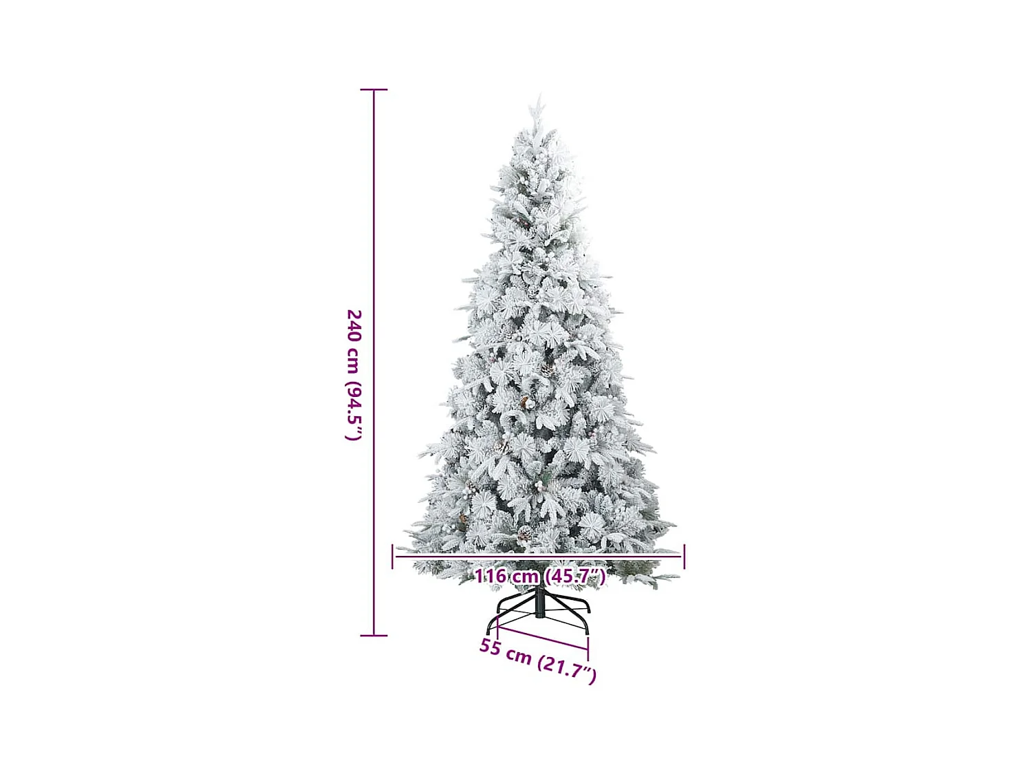 Sapin de Noël artificiel à branches pliantes, duveteux de neige