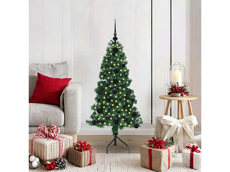 Arbre de Noël artificiel d'angle Vert 120 cm PVC et métal