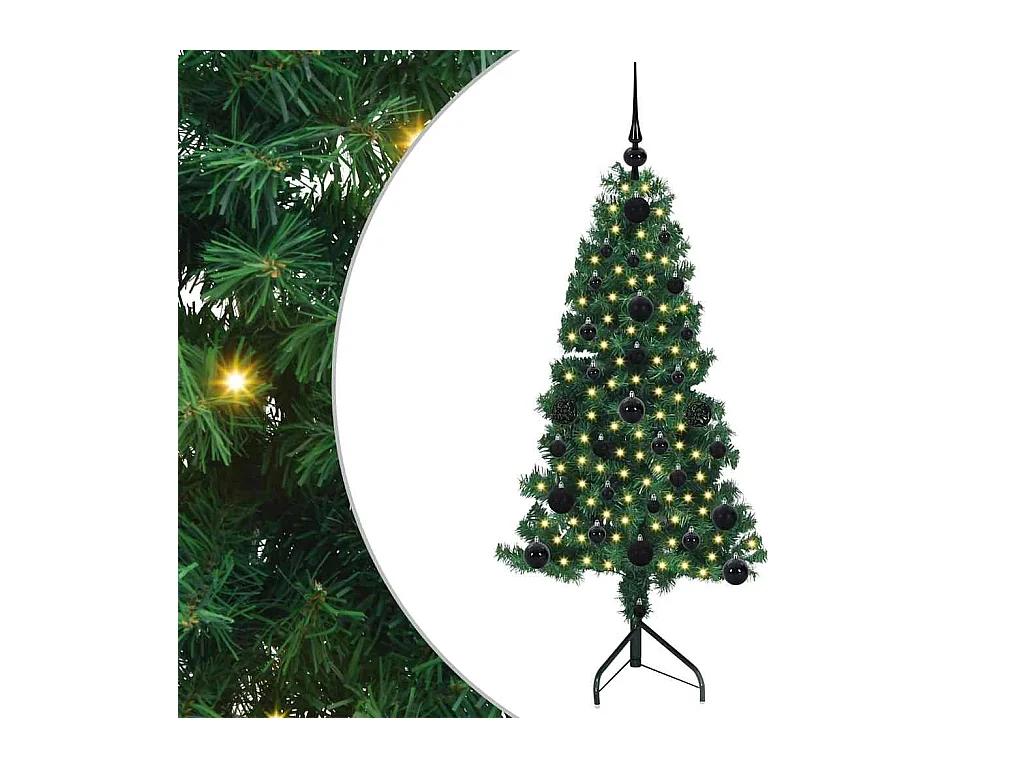 Arbre de Noël artificiel d'angle Vert 120 cm PVC et métal