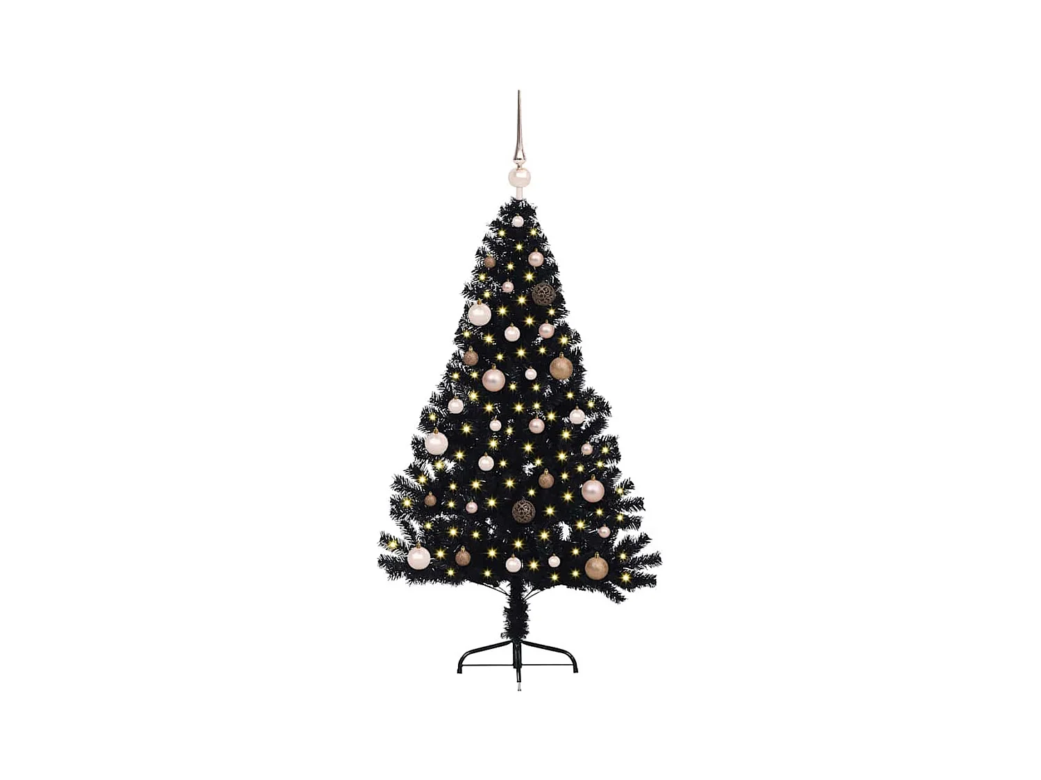 Árbol de Navidad con luces de cuerda decorativa Negro 150 cm