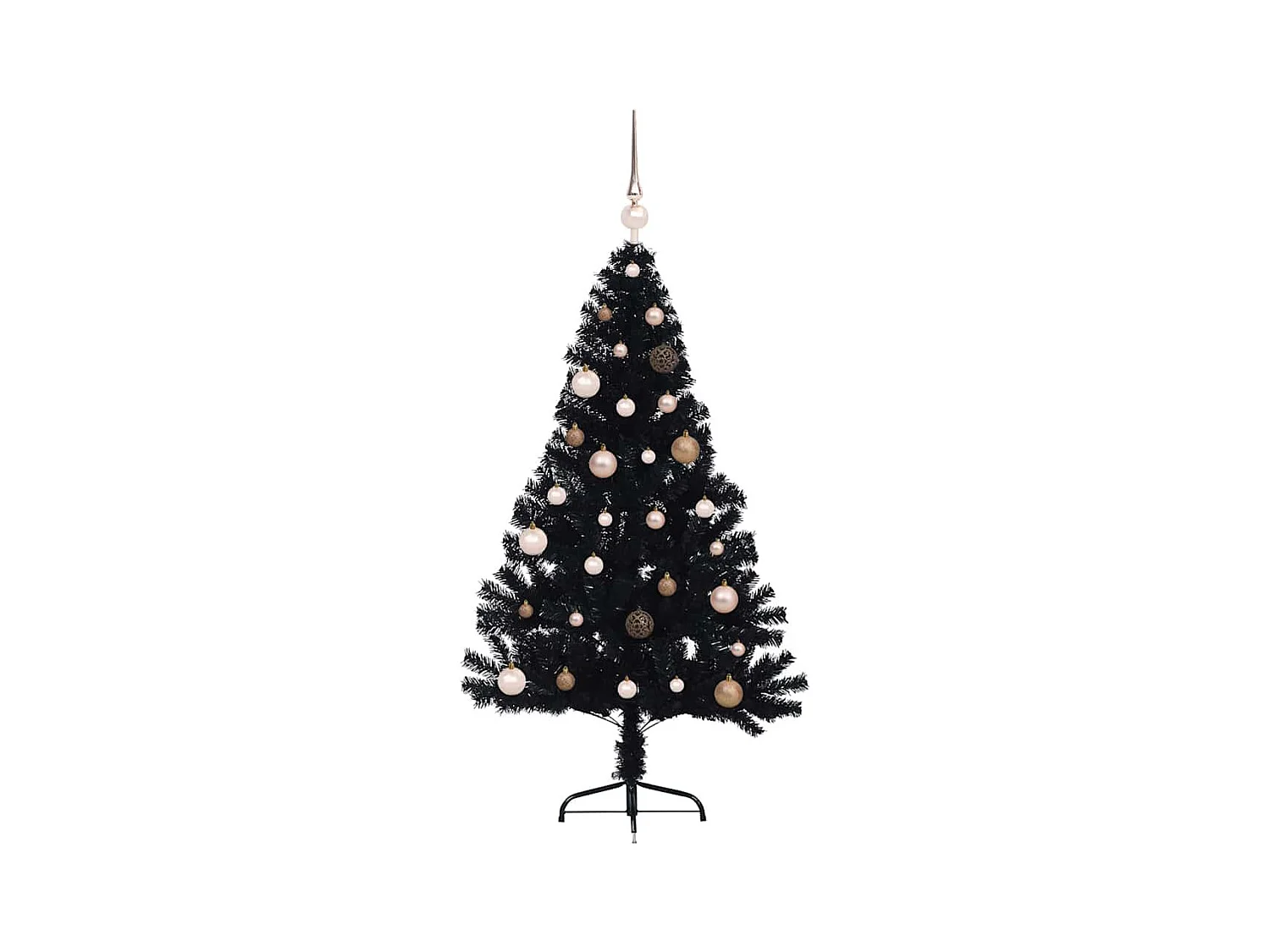 Árbol de Navidad con luces de cuerda decorativa Negro 150 cm
