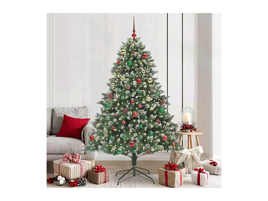 Sapin de Noël artificiel avec 300 LED Vert 140 x 140 x 210 cm