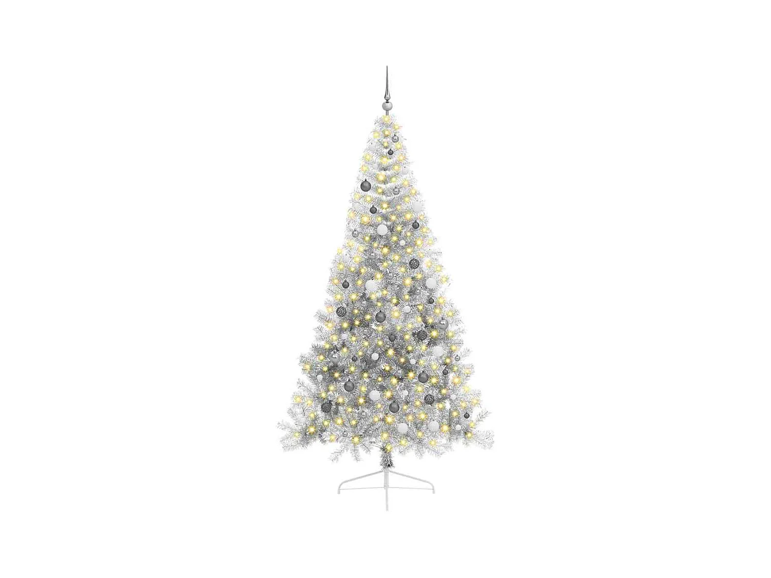Sapin de Noël artificiel pré-éclairé Argent 240 cm PET