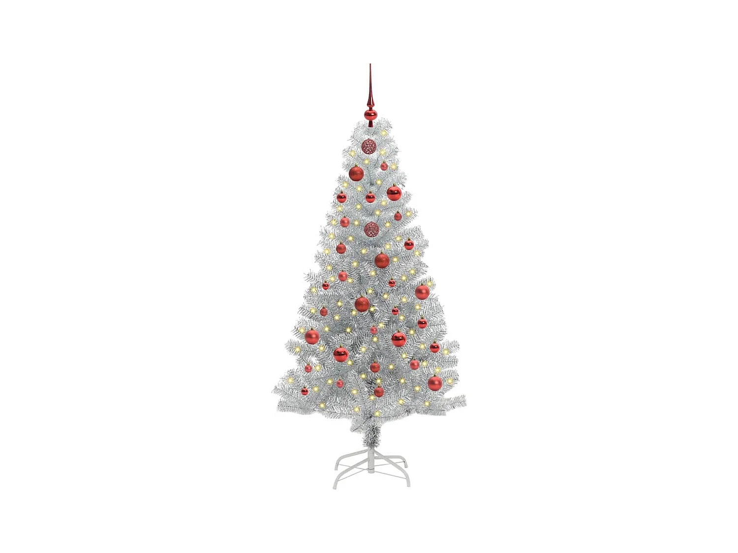 Sapin de Noël avec 150 LED avec support Argent 150 cm PET