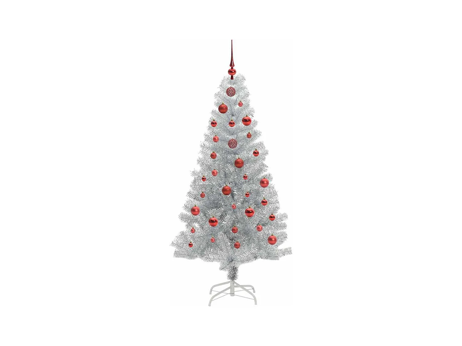 Sapin de Noël avec 150 LED avec support Argent 150 cm PET