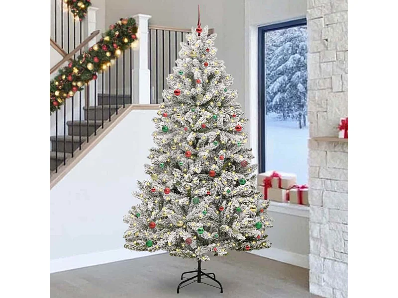 Sapin de Noël artificiel Vert et blanc 270 cm PVC et métal