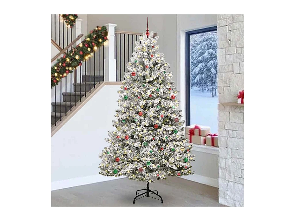 Sapin de Noël artificiel Vert et blanc 270 cm PVC et métal