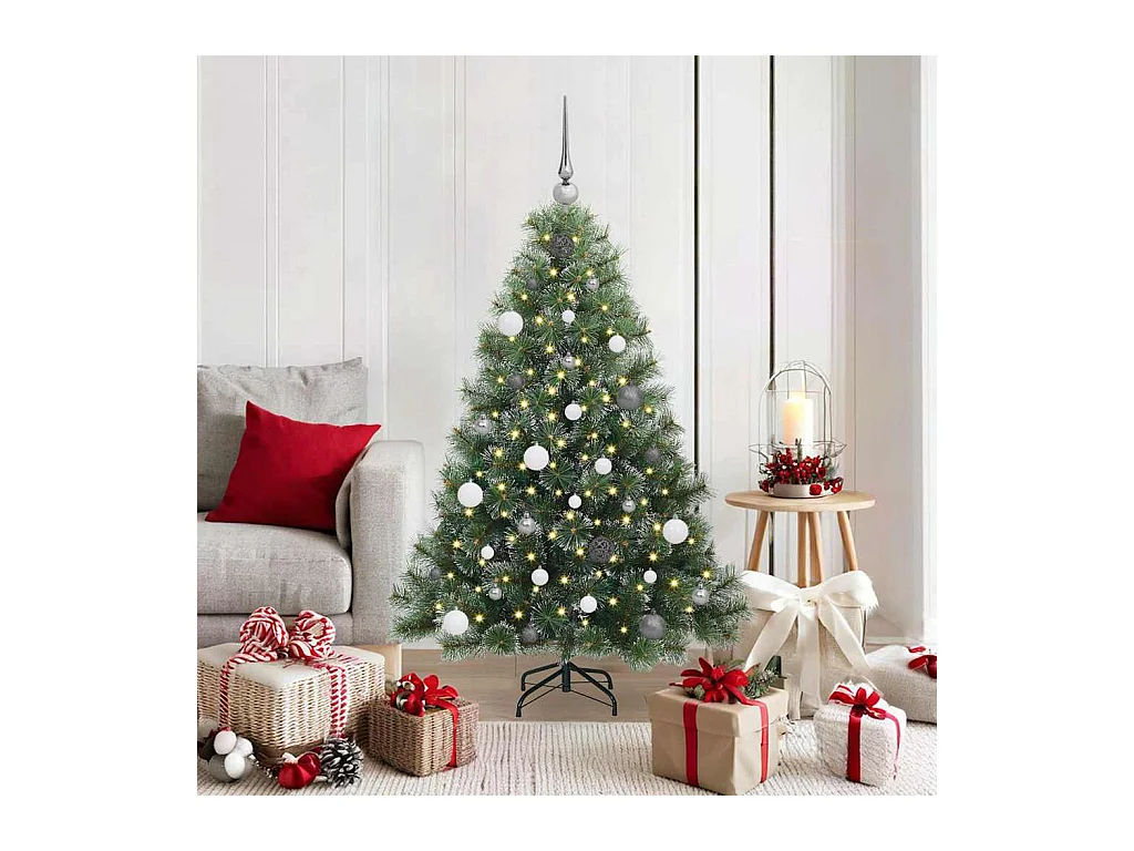 Kunstkerstboom met 150 LED met standaard Groen 150 cm PE en PVC