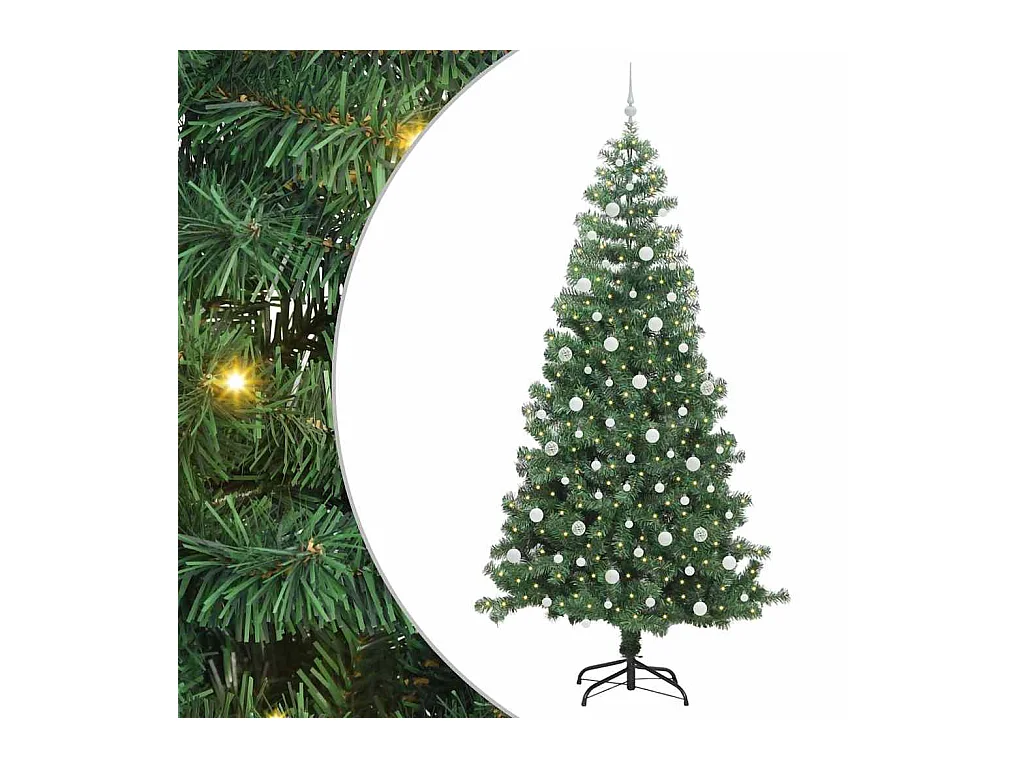 Árbol de Navidad con 300 LED con soporte Verde 240 cm PVC