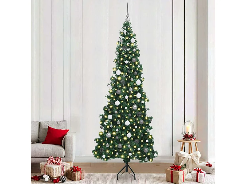 Arbre de Noël artificiel d'angle Vert 240 cm PVC et métal