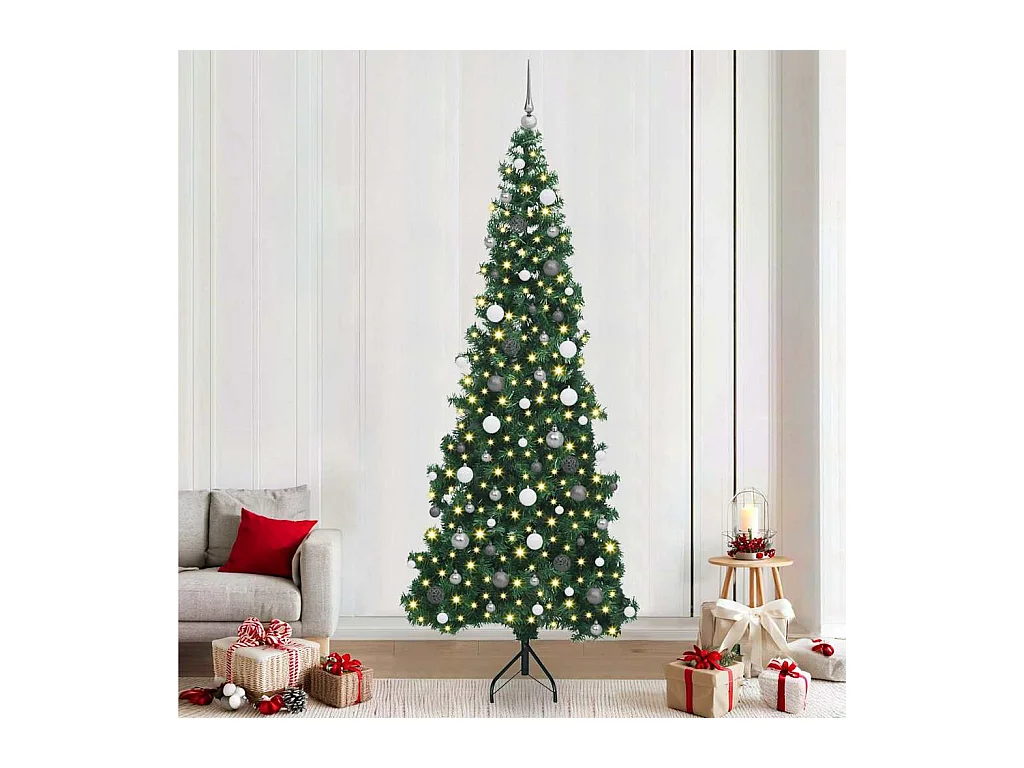 Arbre de Noël artificiel d'angle Vert 240 cm PVC et métal