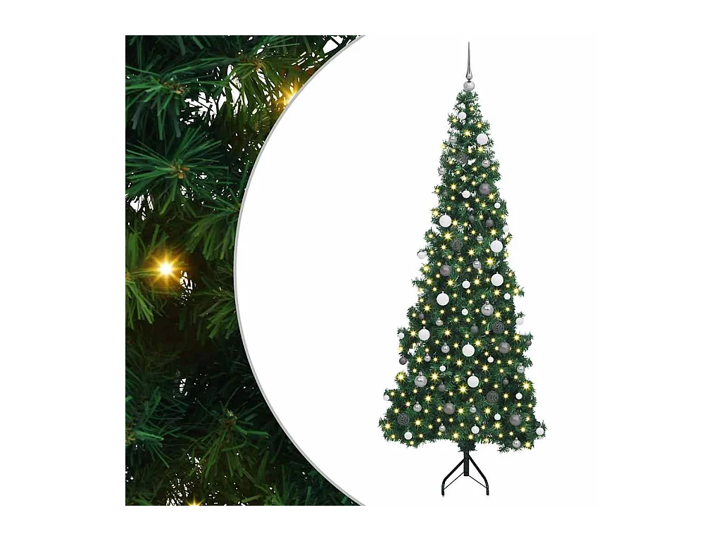 Arbre de Noël artificiel d'angle Vert 240 cm PVC et métal