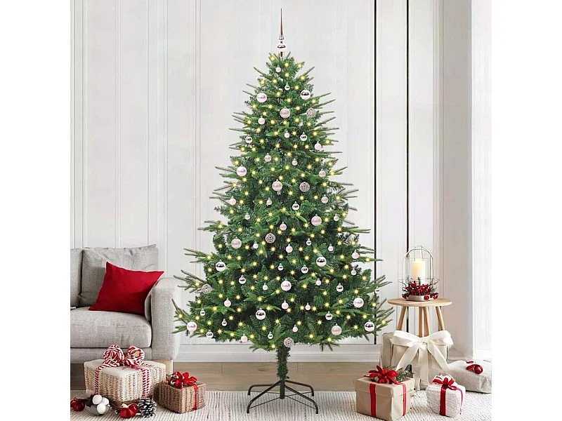 Árbol de Navidad artificial preiluminado con juego de bolas