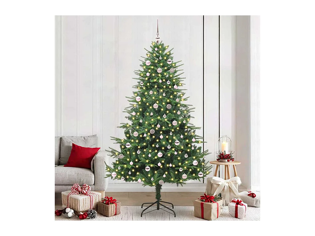 Árbol de Navidad artificial preiluminado con juego de bolas