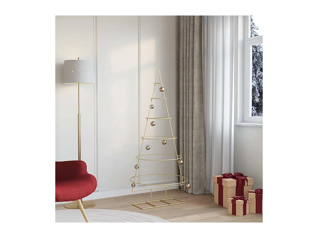 Árbol de Navidad de metal con soporte Dorado 150 cm