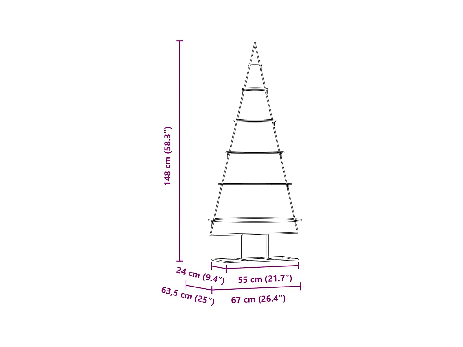 Árbol de Navidad de metal con soporte Dorado 150 cm