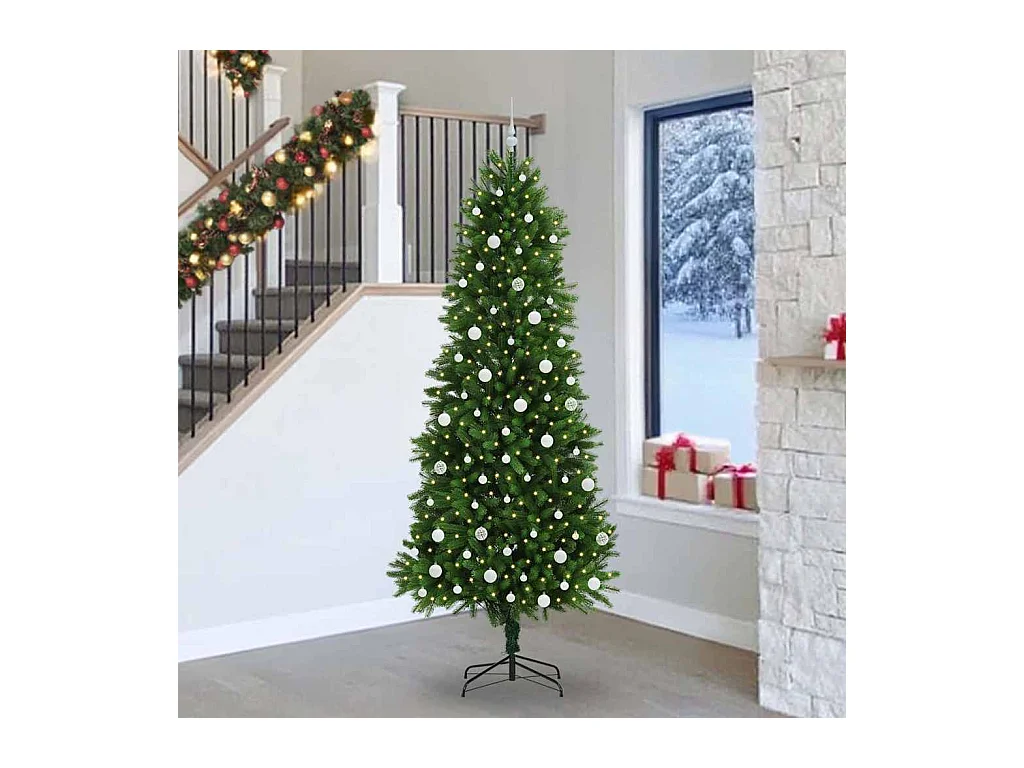 Sapin de Noël avec 300 LED avec support Vert 240 cm PE