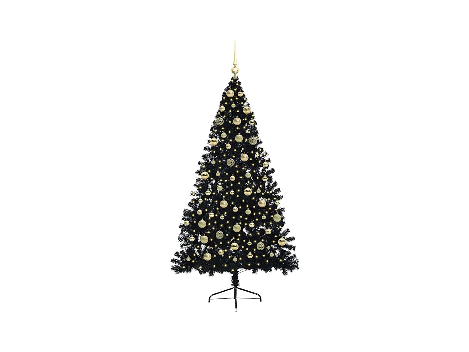 Sapin de Noël artificiel pré-éclairé Noir 180 cm PVC