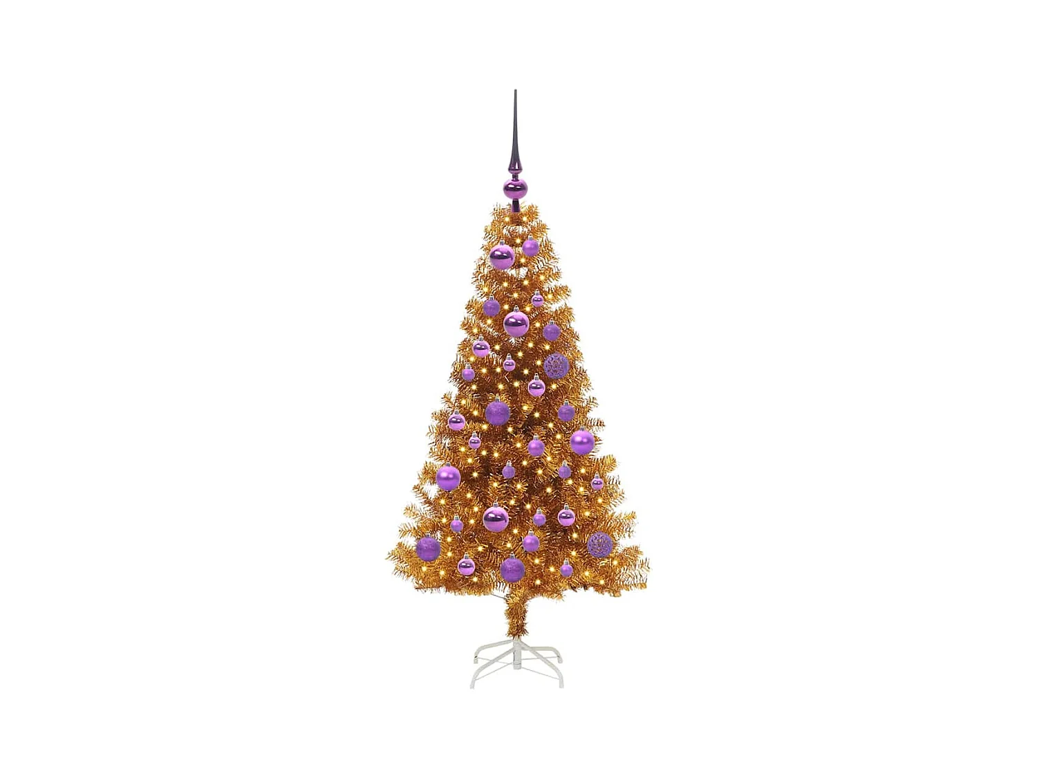 Árbol de Navidad con 150 LED con soporte Dorado 120 cm PET