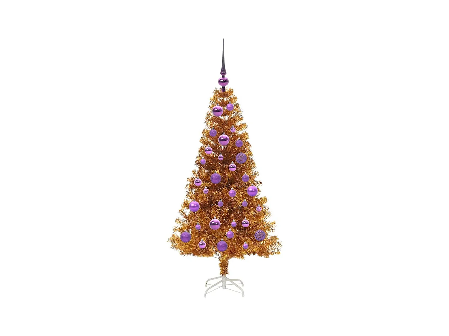 Árbol de Navidad con 150 LED con soporte Dorado 120 cm PET