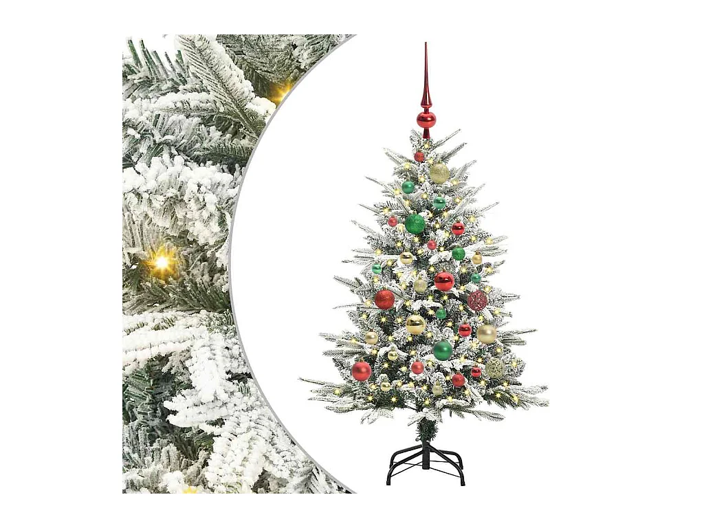 Sapin de Noël artificiel pré-éclairé avec set de boules Vert