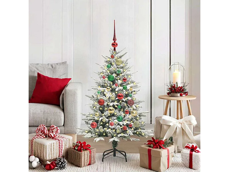 Sapin de Noël artificiel pré-éclairé avec set de boules Vert