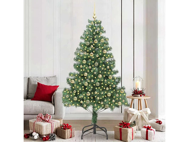 Sapin de Noël avec 300 LED avec support Vert 210 cm PVC