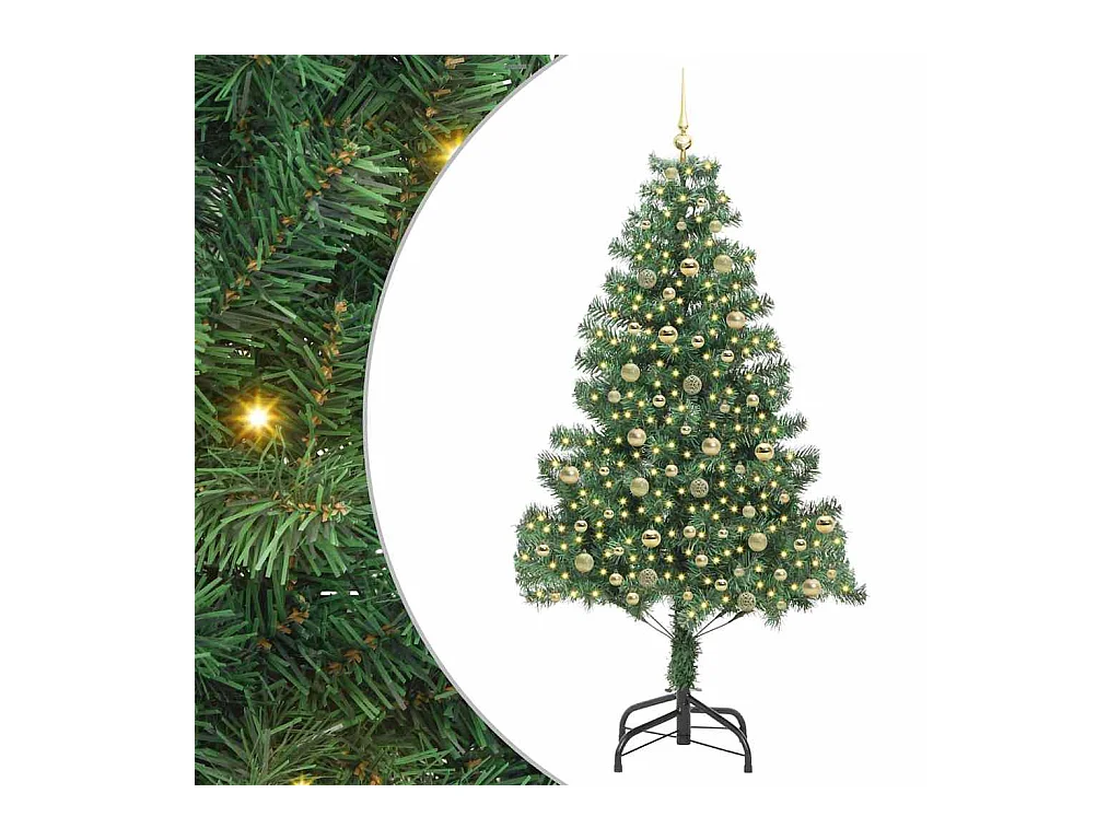 Sapin de Noël avec 300 LED avec support Vert 210 cm PVC