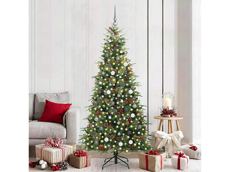 Kunstmatige Hinged Kerstboom met 300 LED Groen 210 cm PE en PVC