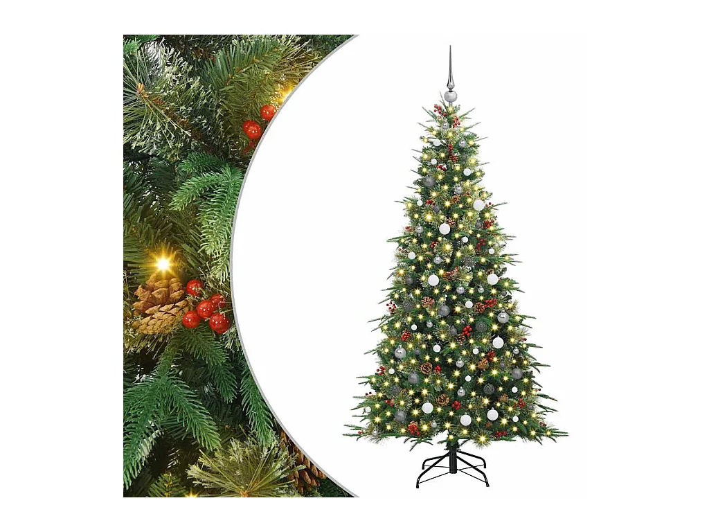 Kunstmatige Hinged Kerstboom met 300 LED Groen 210 cm PE en PVC
