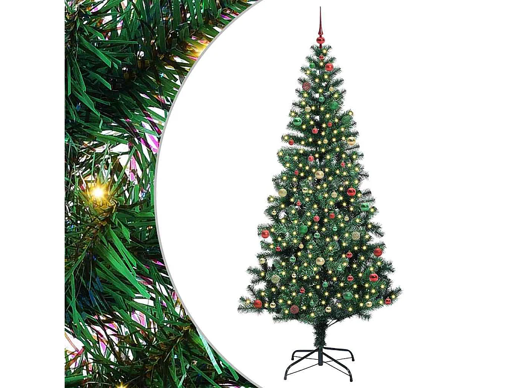 Sapin de Noël artificiel pré-éclairé Vert 240 cm PVC et métal