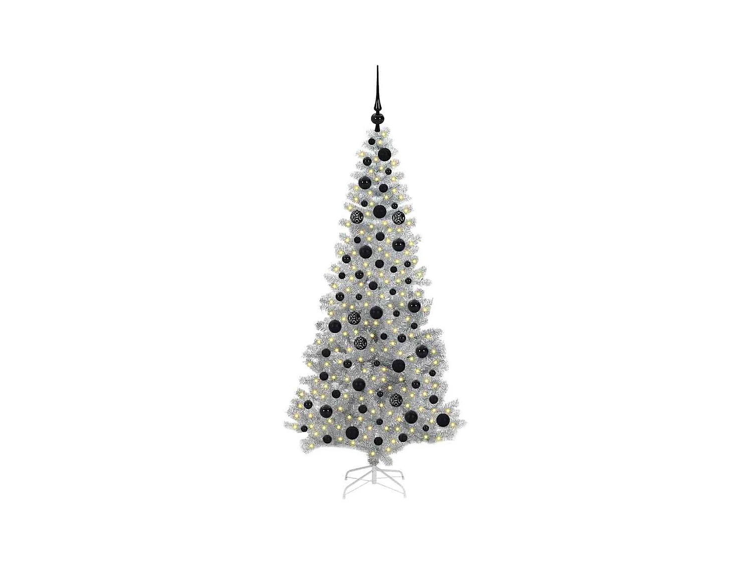 Sapin de Noël avec 300 LED avec support Argent 180 cm PET