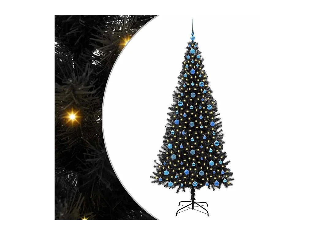 Árbol de Navidad con 300 LED con soporte Negro 210 cm PVC