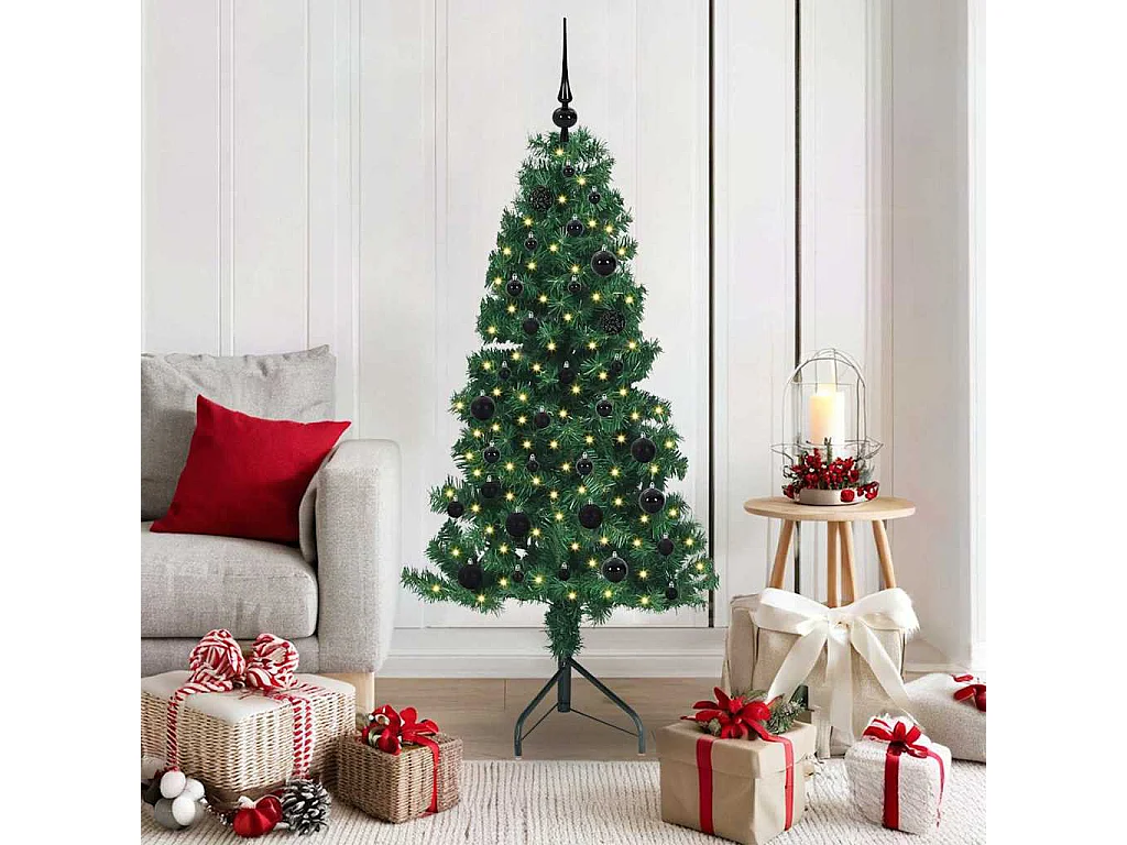 Árvore de Natal artificial de canto Verde 150 cm PVC e Metal