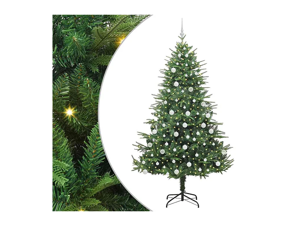 Sapin de Noël artificiel pré-éclairé avec set de boules Vert