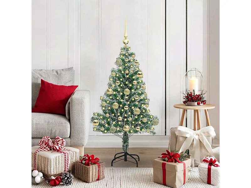 Árbol de Navidad Artificial Nevado con Luz LED Verde y 120 cm