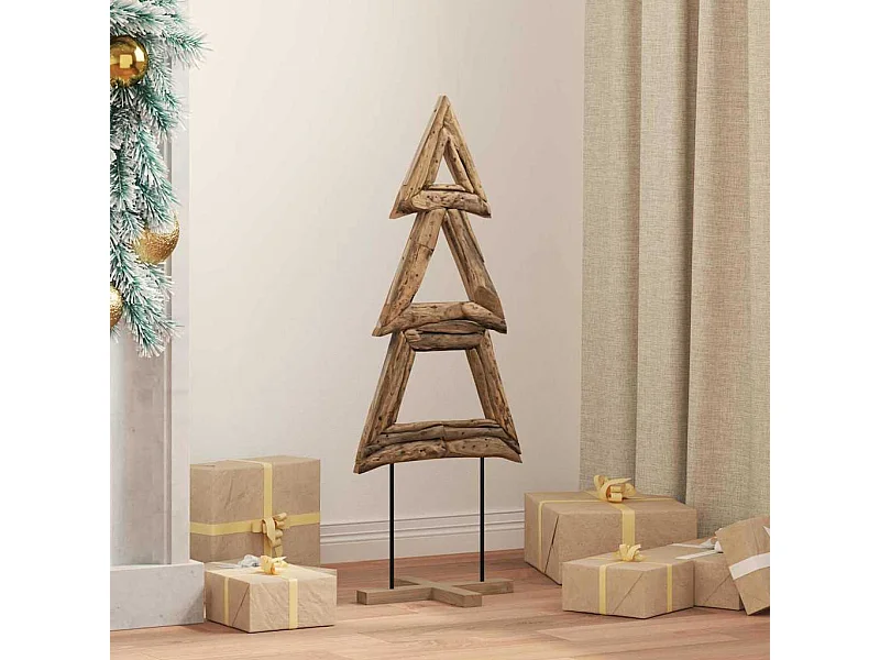 Árbol de Navidad con soporte Marrón 90 cm Madera de teca maciza