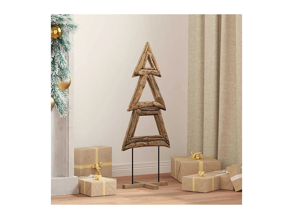Árbol de Navidad con soporte Marrón 90 cm Madera de teca maciza